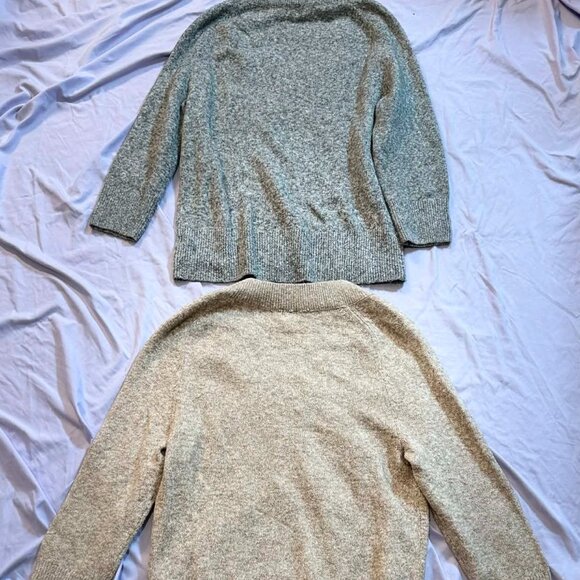 TWO "a new day" brand Short Long Sleeve VNeck Sweaters (Grey & Wheat) SIZE SMALL - Picture 4 of 11